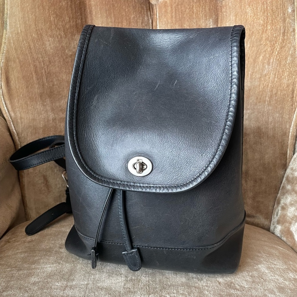 Vintage Coach Black Leather 9791 Backpack